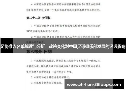 足协准入名单解读与分析：政策变化对中国足球俱乐部发展的深远影响